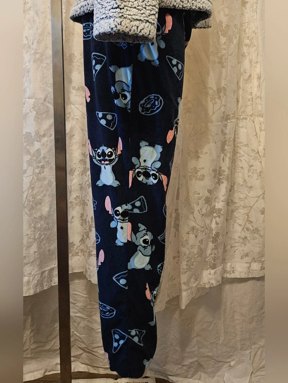 Disney Stitch More Snacks Sherpa Kids Pajama Set - Light Blue Top & Navy Pants